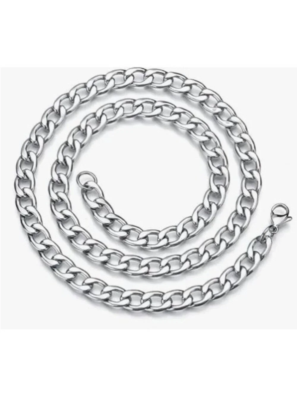 14K White Gold Plated Stainless Steel 9mm Chain Necklace